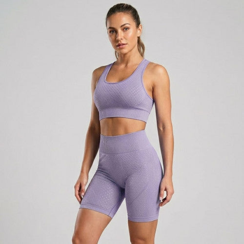 SET DEPORTIVO CORTO TOP/ SHORT AM-414 MORADO CLARO